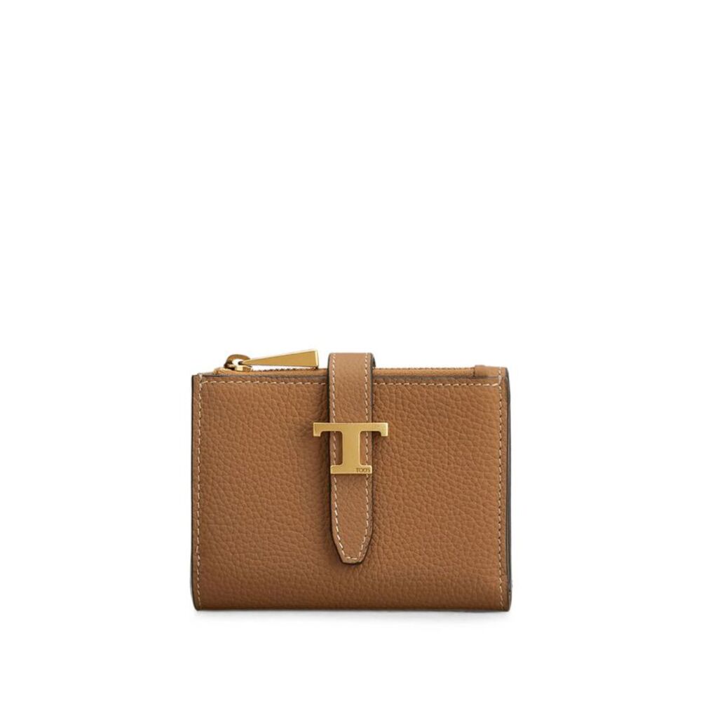 Tri-Fold Leather Wallet With Strap And Mini T Timeless Accessory Women